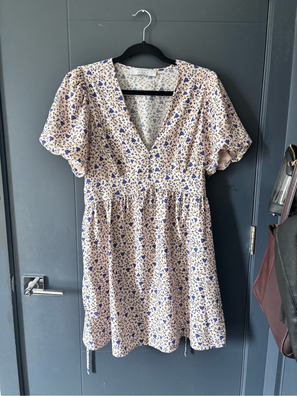 Primark Cream Dress with Blue Floral Print